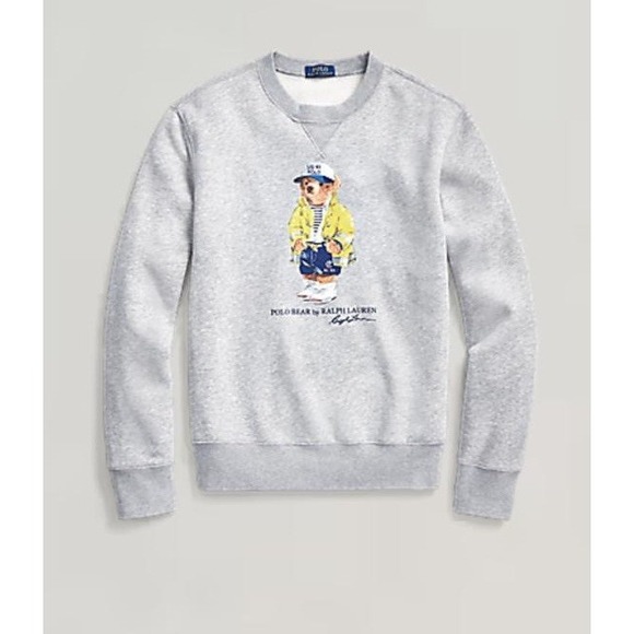 Polo Ralph Lauren Bear Mens S Long Sleeve Crewneck Sweatshirt Blue White Striped